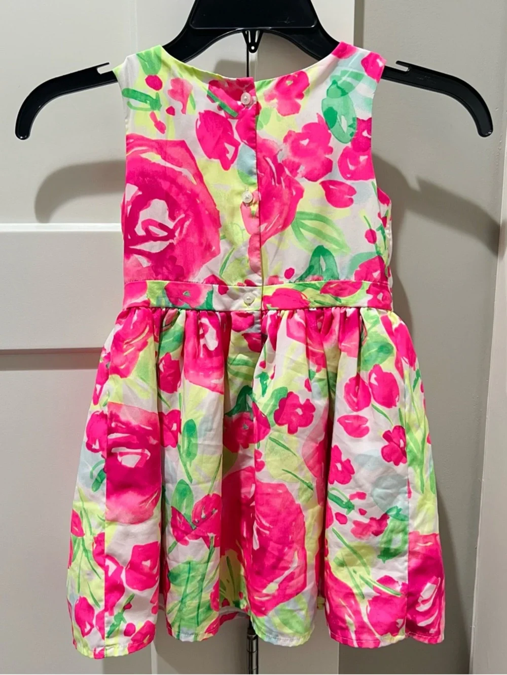 The Children's Place Hot Pink Floral Fit-and-Flare Dress with Bow